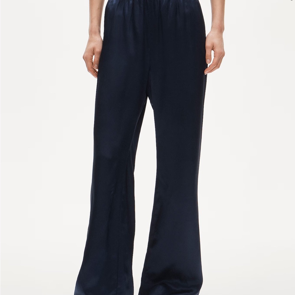 J. Crew Navy Cosmo Pants | Satin Wide-Leg Trousers